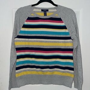Chaps Women’s Multicolor Stripe Crewneck Sweater - Gray Base